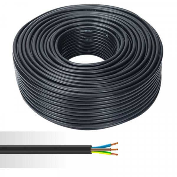 Câble électrique rigide  noir couronne de 100m