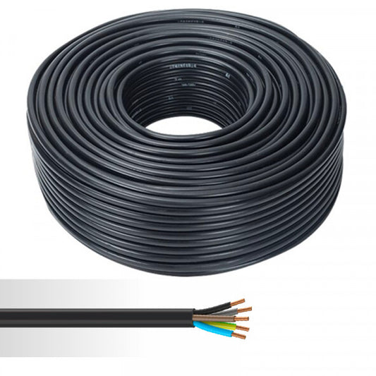 Câble électrique rigide U-1000 R2V 5G 2,5 mm² noir couronne de 100m