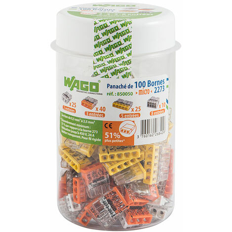 Boite de 100 wago pour câble rigide  (2/3/4/5/6/8)